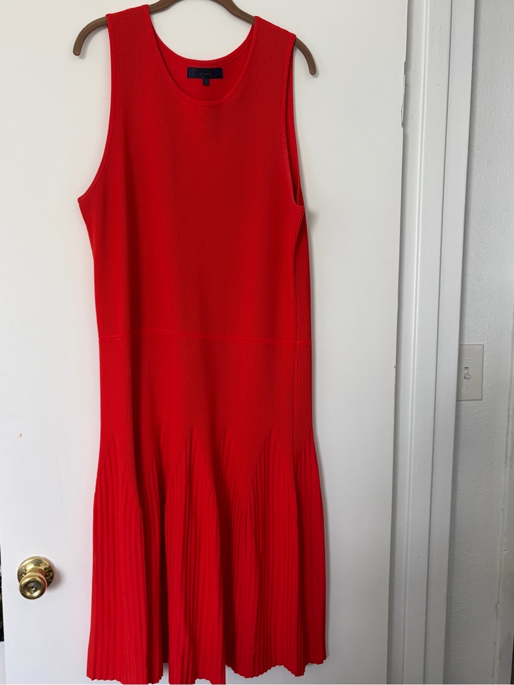 RACHEL Rachel Roy Vibrant Red Sleeveless Pleated Midi Dress
